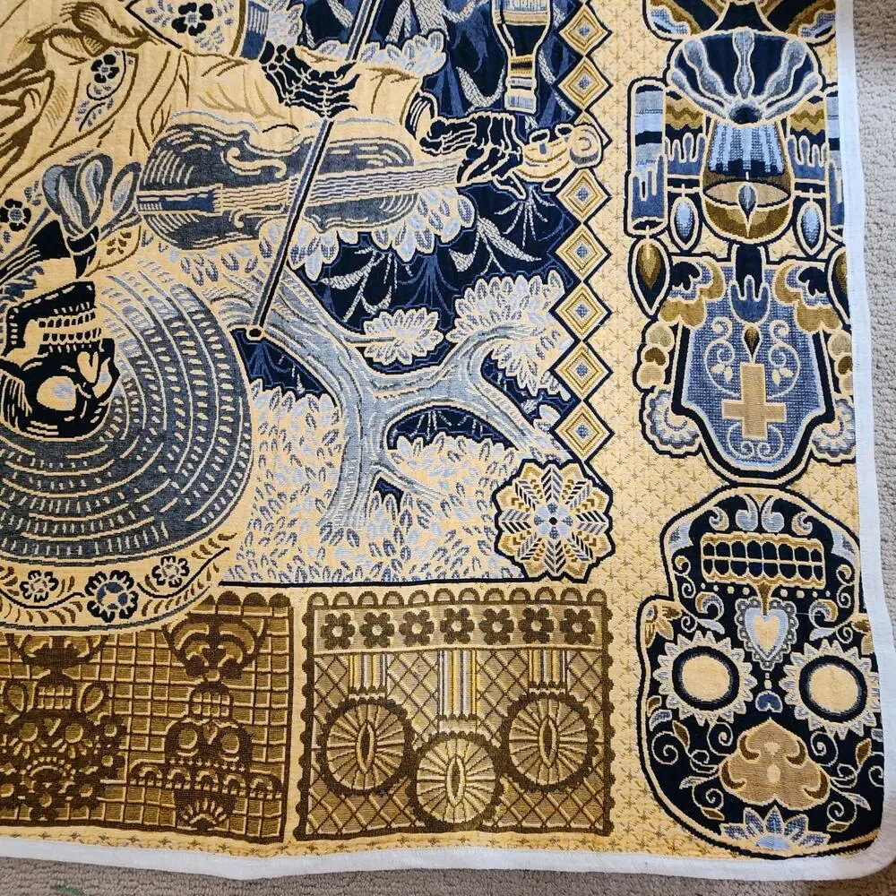 Day of the Dead Blanket Dia de los Muertos Woven Throw Calavera Couple 82x89